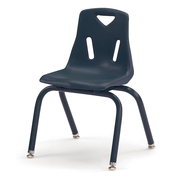 Berries Stacking Chairs with Powder-Coated Legs, 14 in. Ht, Set of 6, Navy